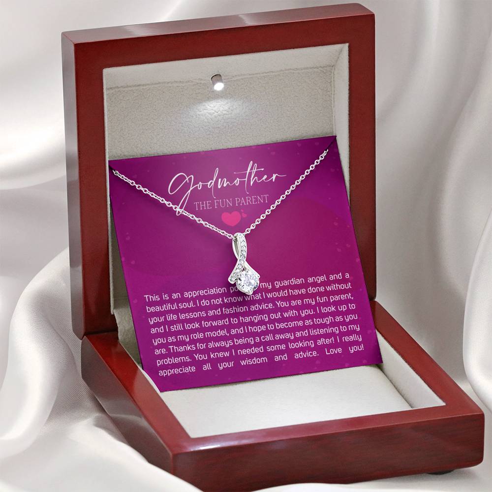 Best Gift for Godmother Necklace Silver Jewelry for Valentines Birthday Gift Alluring Beauty Hearts Necklace for Women with Message  Card