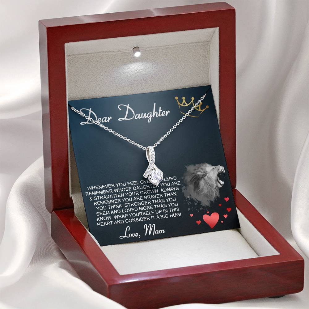 Personalized Gift Daughter Necklace for Mom Valentines Birthday Gift Silver Jewelry Alluring Beauty Necklace for Women with Message  Card