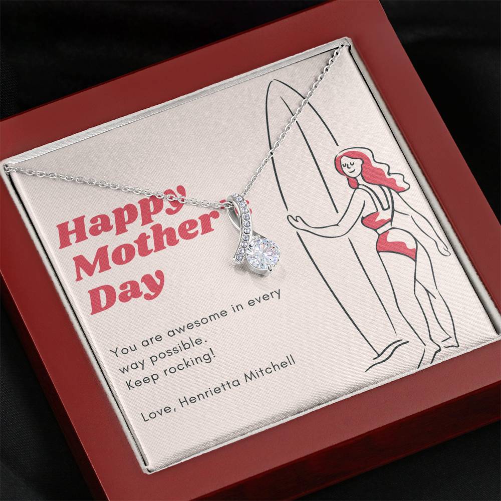 Personalized Gift Mom Necklace for Her Birthday Valentines Mother's Day Alluring Beauty Necklaces for Women with Message  Card