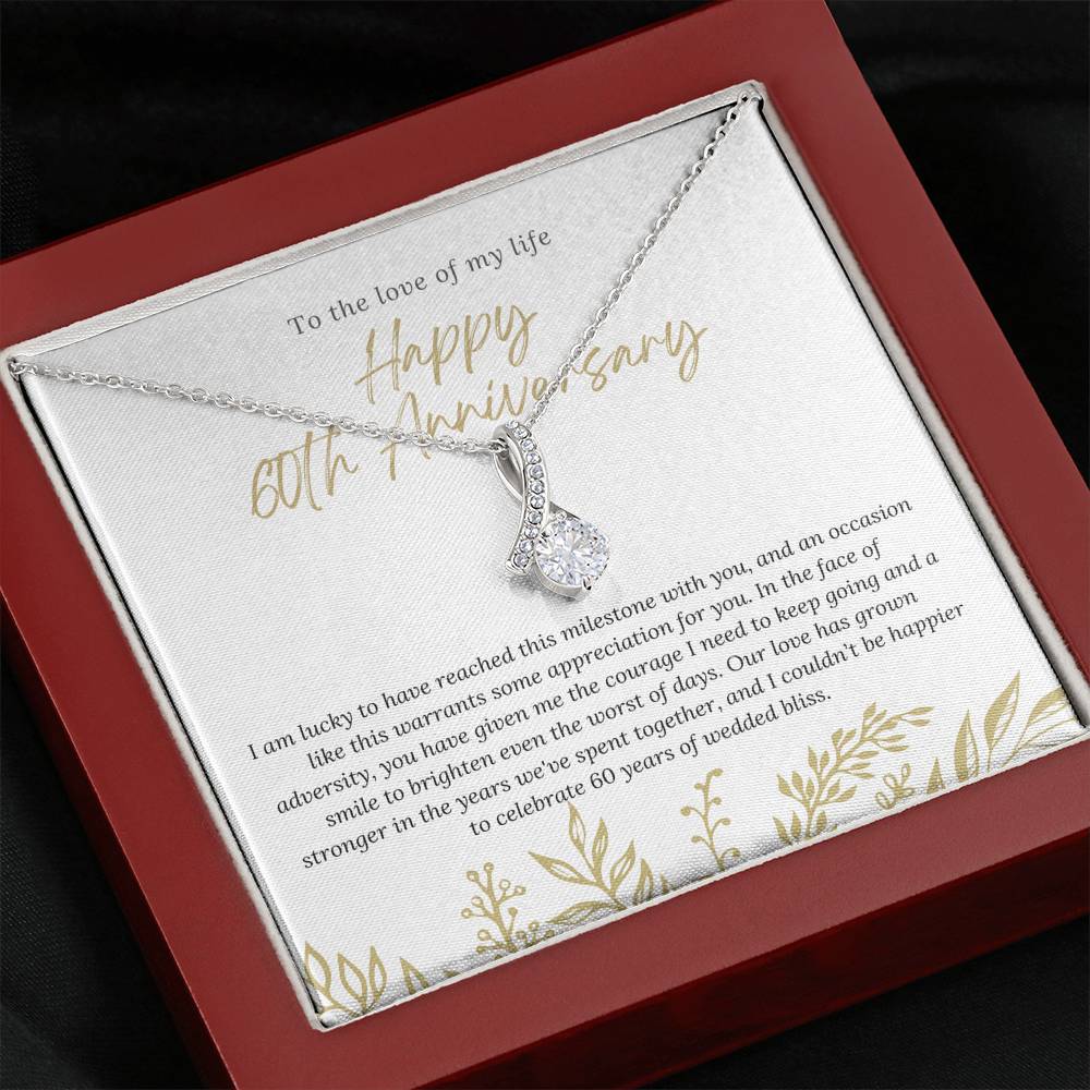 60th Wedding Anniversary Gift Necklace, Milestone Gift Box, Anniversary Jewelry for Wife