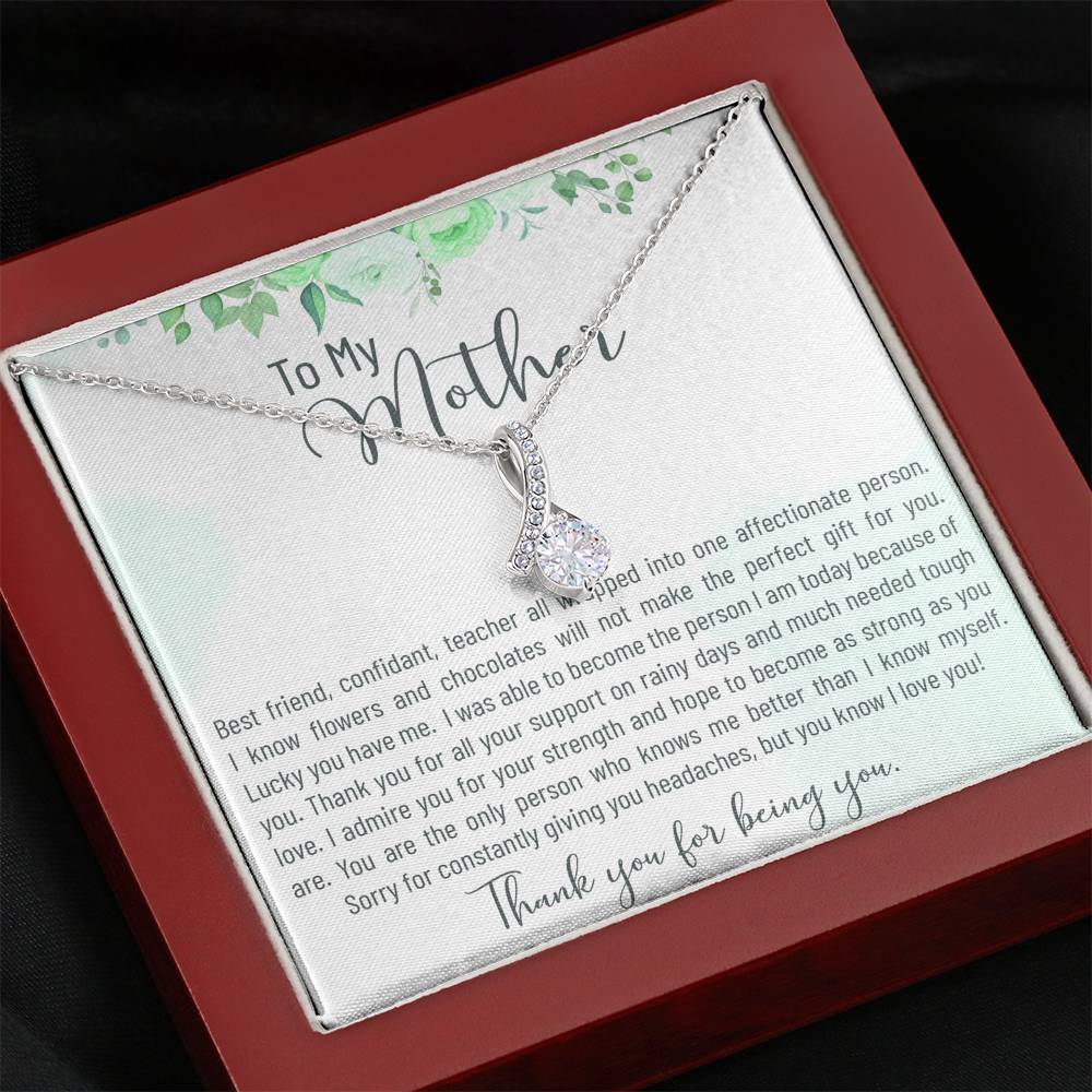 Mother's Day Necklace Gift To My Mom On Her Birthday Pendent Gift From Daughter Son With The Message Card