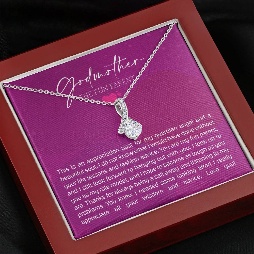 Best Gift for Godmother Necklace Silver Jewelry for Valentines Birthday Gift Alluring Beauty Hearts Necklace for Women with Message  Card
