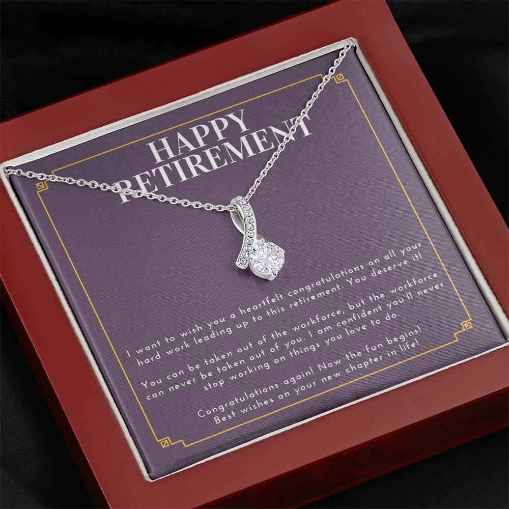 Personalized Necklace Gift For Women Petite Ribbon Pendent For Boss Colleague Employee On Retirement Ceremony