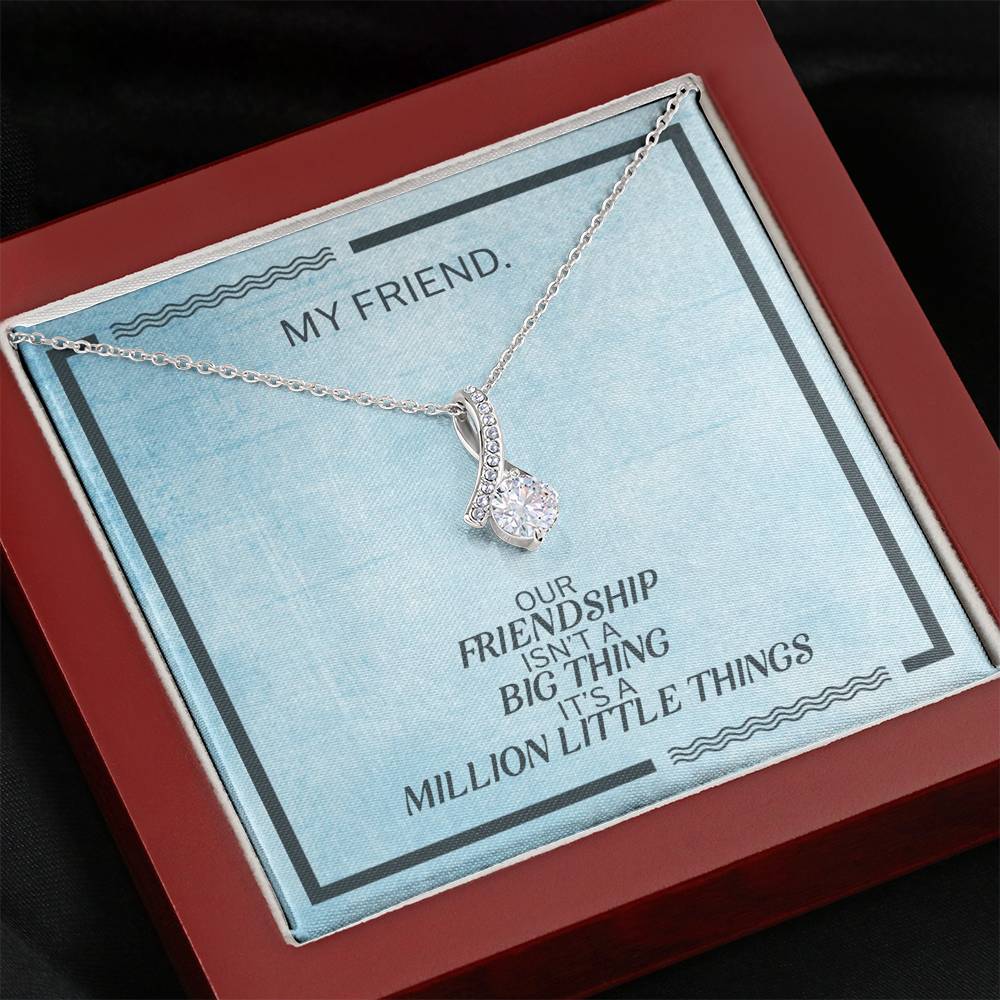 Personalized Gift To My Best Friend On Birthday Party Petite Ribbon With Rhinestone Pendent