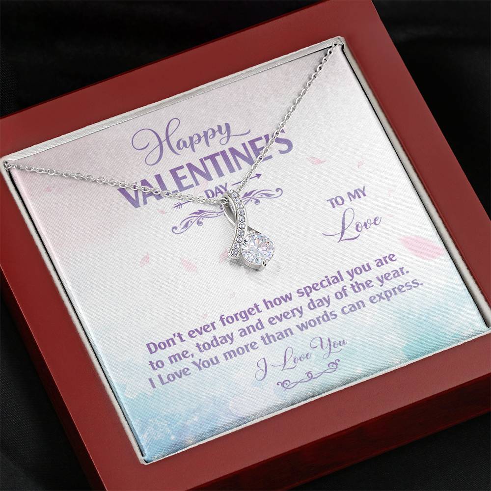 Necklace Gift For Girlfriend On Valentines Day Ribbon Charm Pendent From Boyfriend
