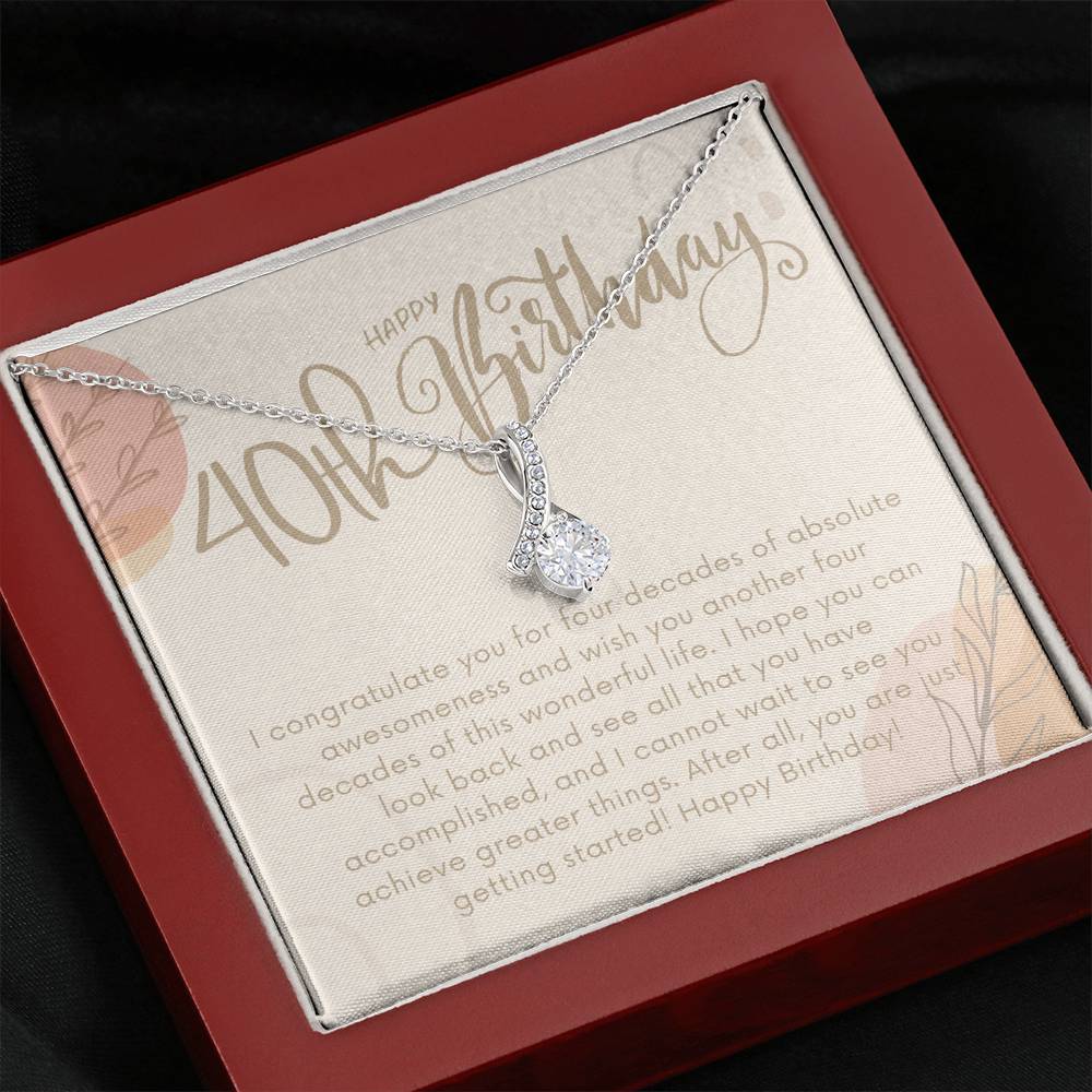 40th Birthday Gift Necklace, Birthday Gift for Friend, Personalized 40th Birthday Card