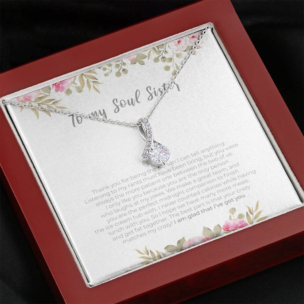 Personalized To my Soul Sister Necklace for Her Valentines Birthday Gift Alluring Beauty Necklace for Women with Message  Card
