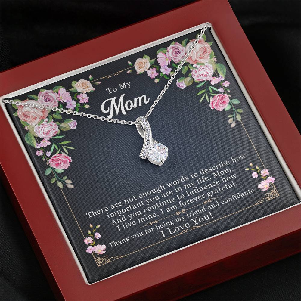 Personalized Gift To My Mom Necklace Birthday Valentines Gift to my mother Silver Jewelry Necklace for Women Message Card