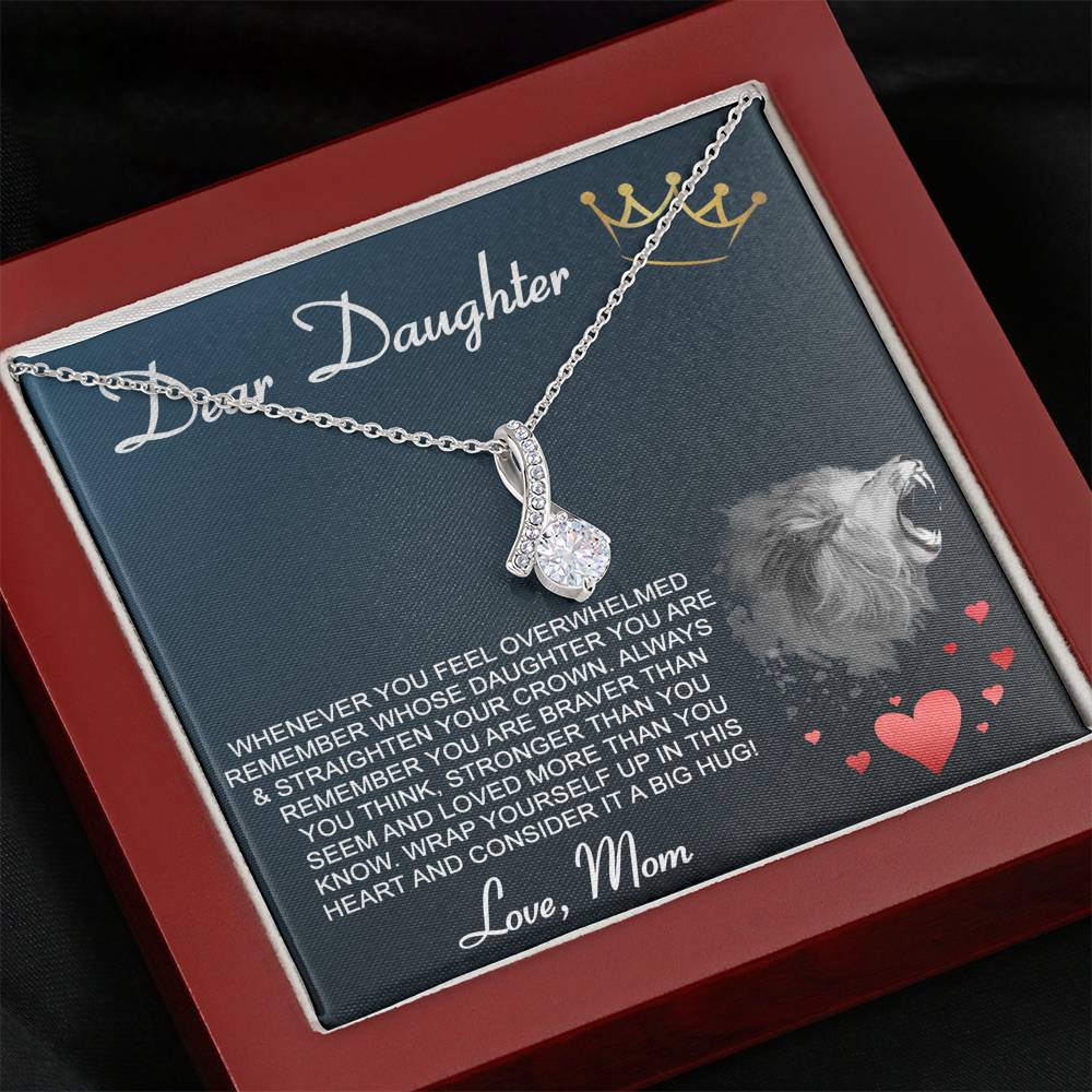 Personalized Gift Daughter Necklace for Mom Valentines Birthday Gift Silver Jewelry Alluring Beauty Necklace for Women with Message  Card