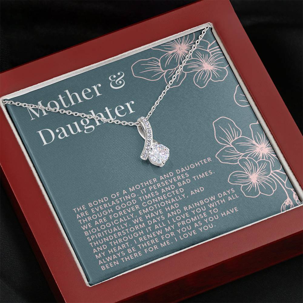 Necklace Daughter Mother Petite Ribbon Pendant On Birthday Mother's Day Daughter's Day Gift