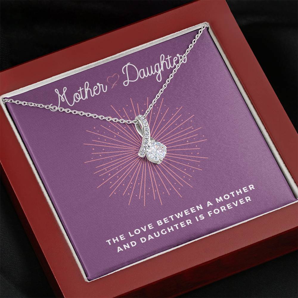 Personalized Necklace Gift Petite Ribbon Pendent For Mother Daughter On Birthday Mother's Day Daughter's Day Gift