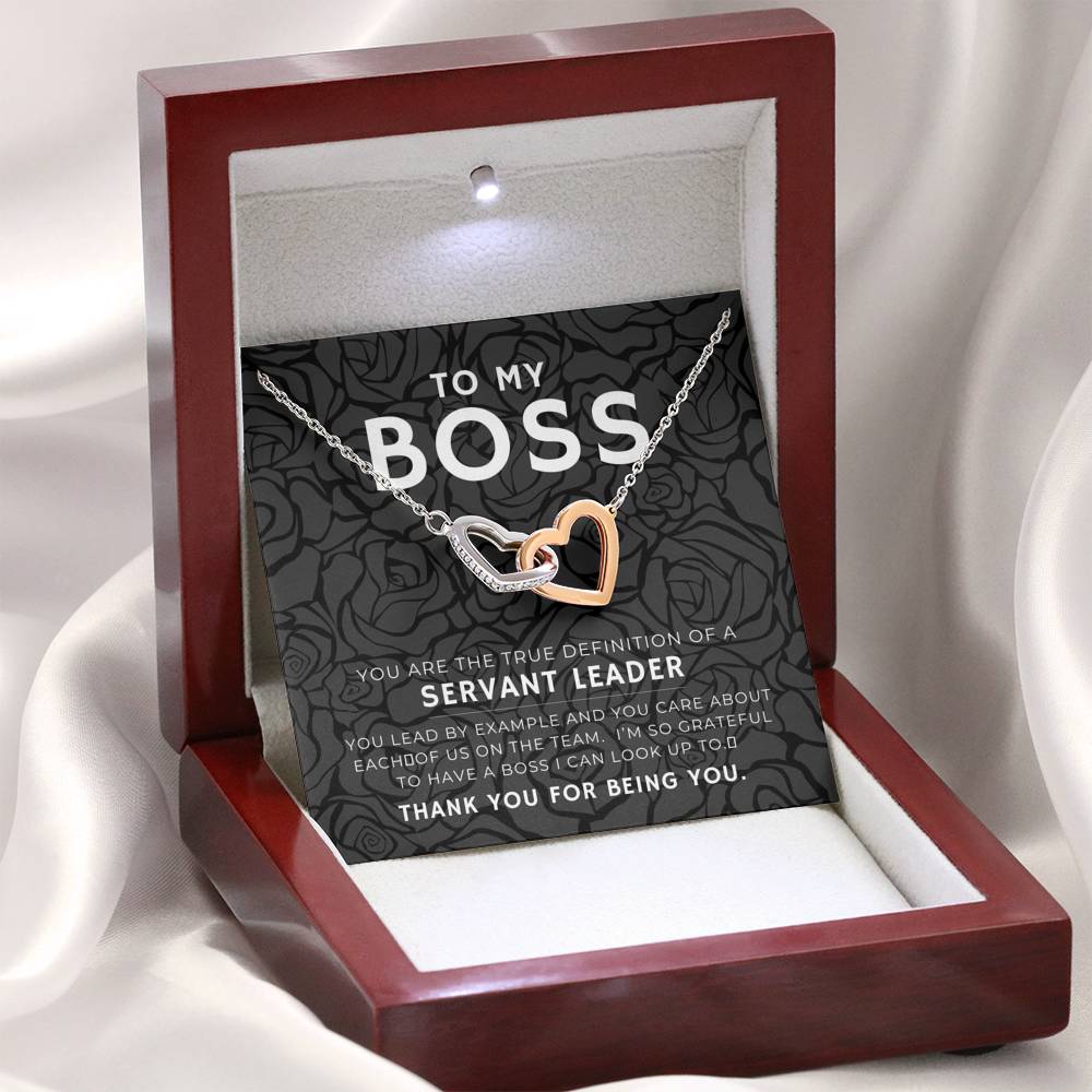 Sterling Two Interlocking Hearts Pendent Gift For Boss