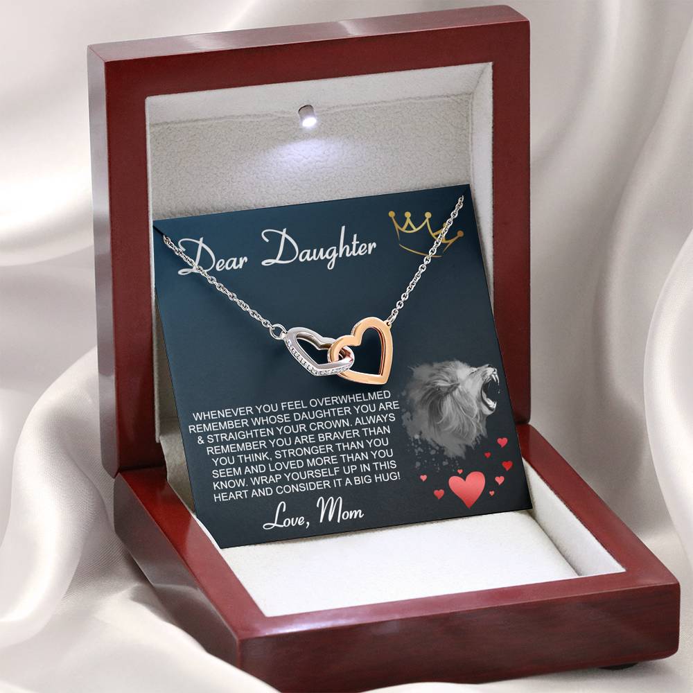 Personalized Gift Daughter Necklace for Mom Valentines Birthday Gift Silver Jewelry Interlocking Hearts Necklace for Women with Message  Card