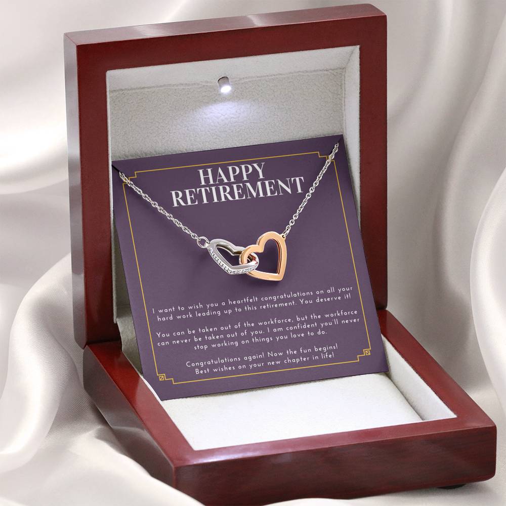 Retirement Gift For Female Interlocked Heart Pendent Gift On Her Retirement Day