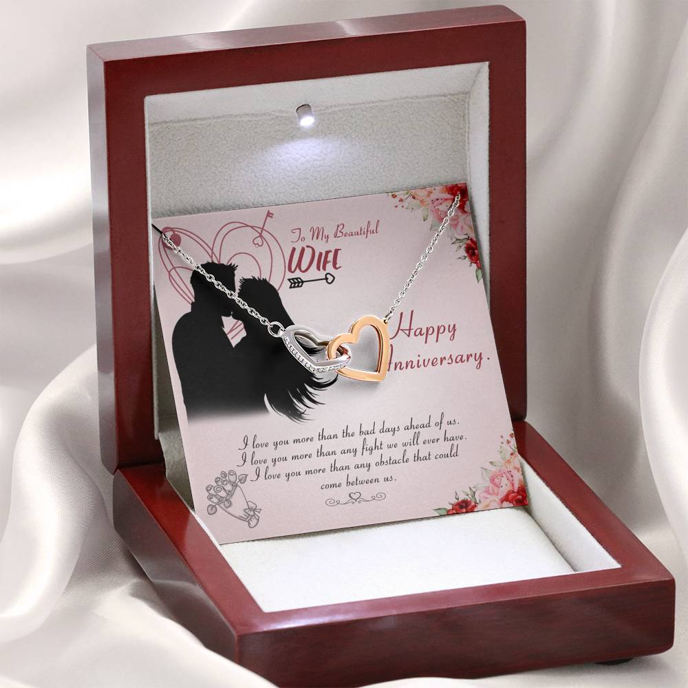 Interlocking Hearts Necklace for Wife Personalized in Luxury Box Birthday Gift for Her Valentines Anniversary Gifts To My Wife Necklace with message card from Husband Silver Necklaces for Women
