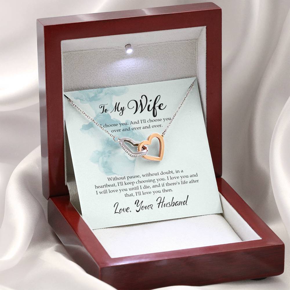 Interlocking Hearts Necklace for Wife Personalized Birthday Gift for Her Valentines Anniversary Gifts To My Wife Necklace with message card from Husband Necklaces for Women