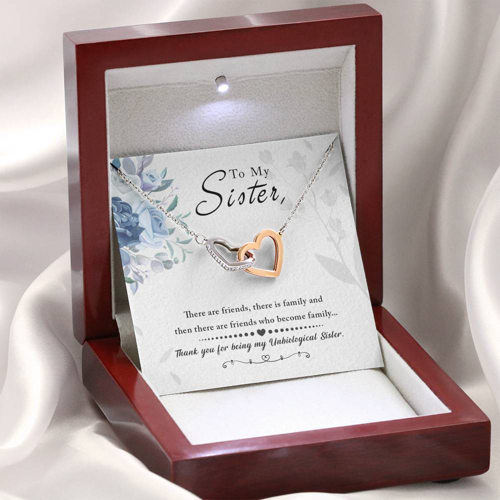 Personalized Custom Sister Necklace  for Her Valentines Birthday Anniversary Gift Interlocking Hearts Necklace for Women with Message  Card