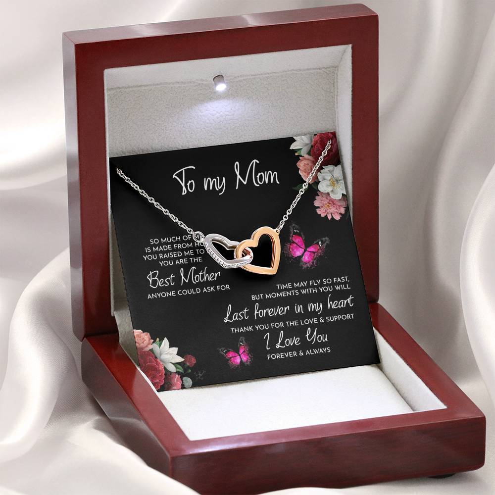 To My Mom, Thank You For Always Being There, Interlocking Hearts Necklace, Mother's Day Gift, Necklace For Mom, Jewelry Gift From Daughter