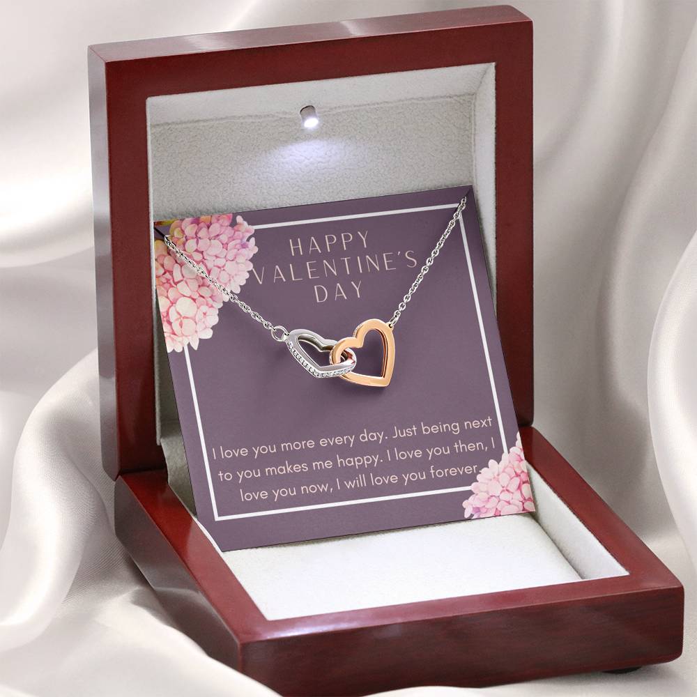 Valentine's Day Gift For Women Interlocked Heart Pendent To My Girlfriend Gift With The Message Card