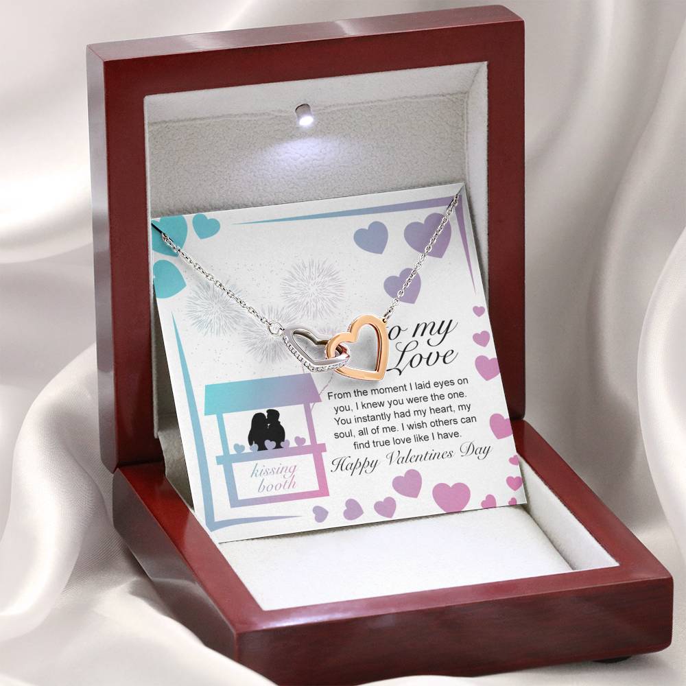 Personalized Wife Girlfriend Necklace  for Her Valentines Birthday Anniversary Gift Interlocking Hearts Necklace for Women with Message  Card