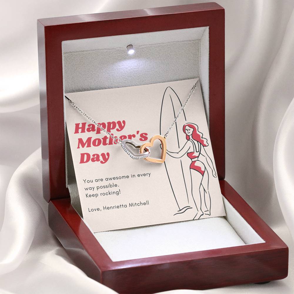 Personalized Gift Mom Necklace for Her Birthday Valentines Mother's Day Interlocking Hearts Necklaces for Women with Message  Card