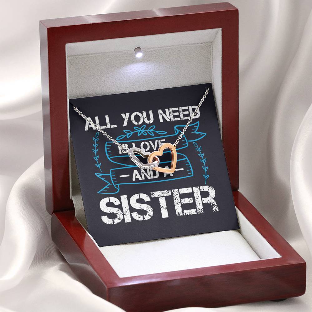 Personalized Gift Sister Necklace for Her Valentines Birthday  Gift Interlocking Hearts Necklace for Women with Message  Card