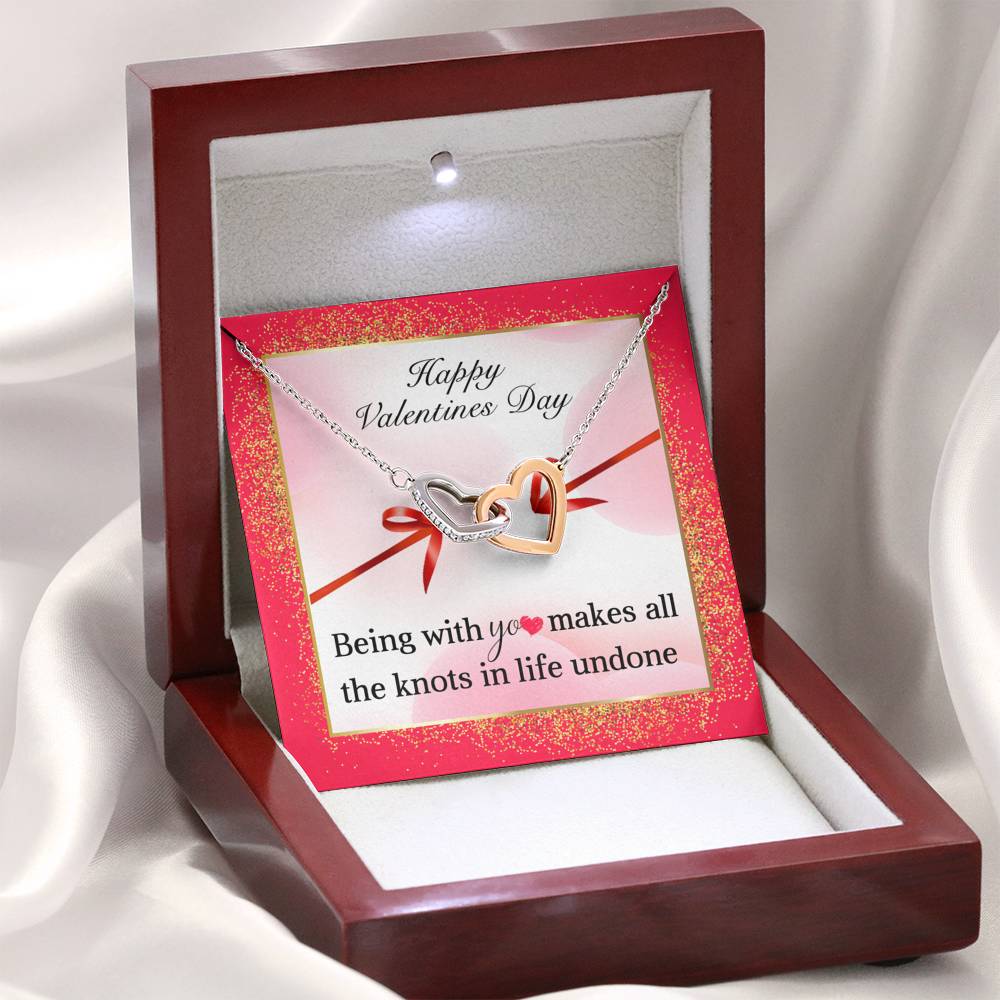 Interlocking Hearts Necklace for Girlfriend Personalized Necklaces for Valentines Birthday Anniversary Gift for Her Custom Message Card from Boyfriend to Fiance Women's Jewelry