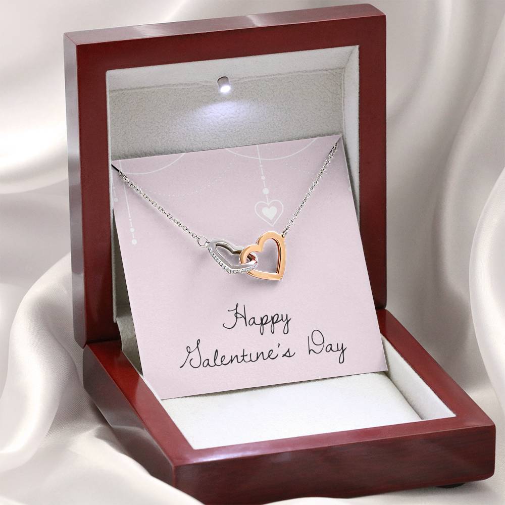 Personalized Wife Girlfriend Necklace  for Her Valentines Birthday Anniversary Gift InterLocking  Hearts Necklace for Women with Message  Card
