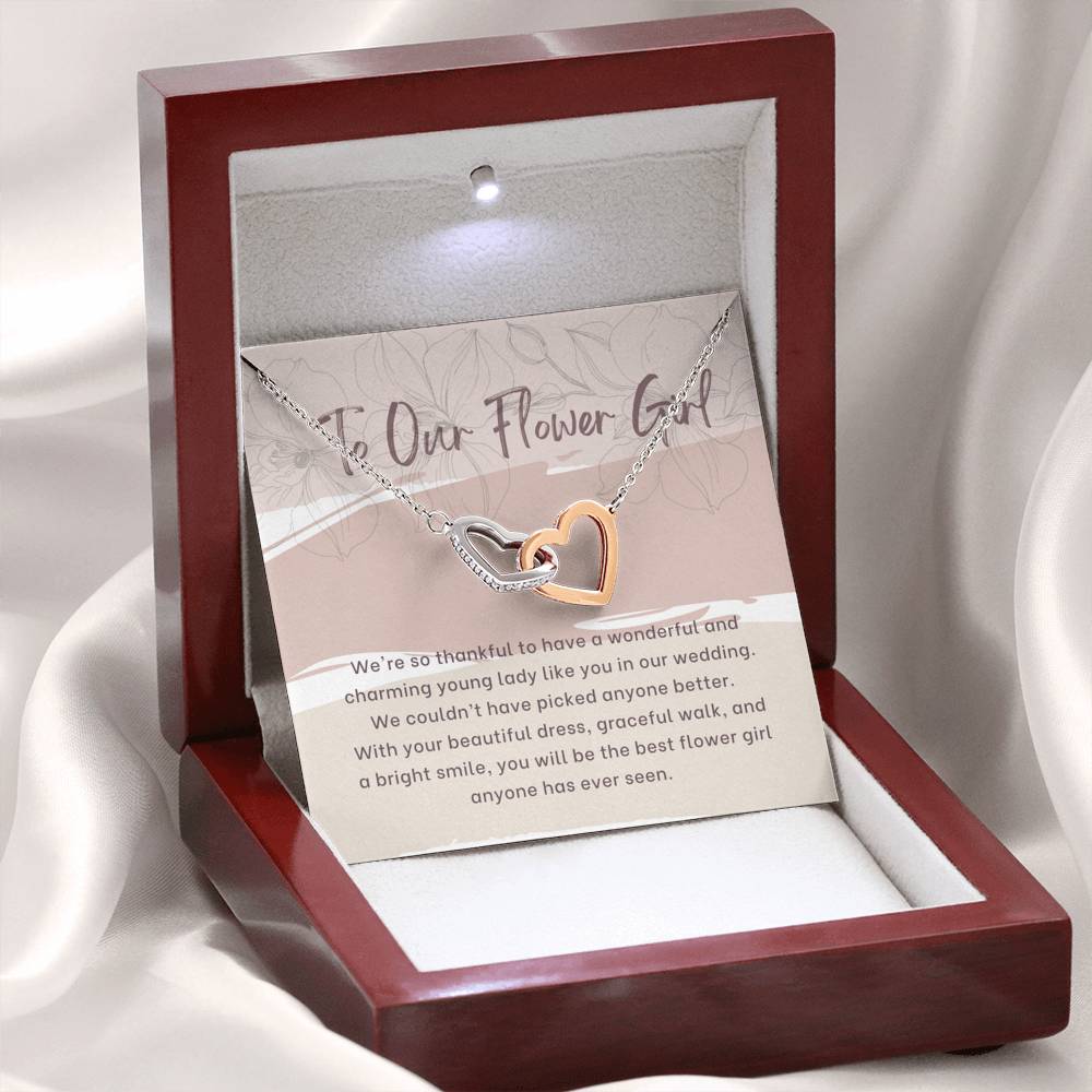 Flower Girl Gift Necklace, Thank You Gift for Flower Girl, Heart Necklace for Flower Girl