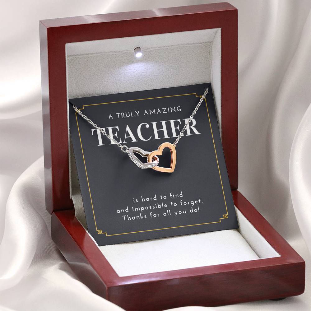 Teacher's Appreciation Carded Gift Heart Pendent To My Favorite Teacher On Valentine Day