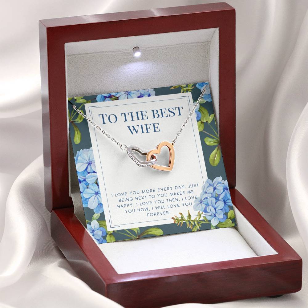 Personalized Necklace Gift To My Best Wife Interlocked Heart Pendent Gift From Husband