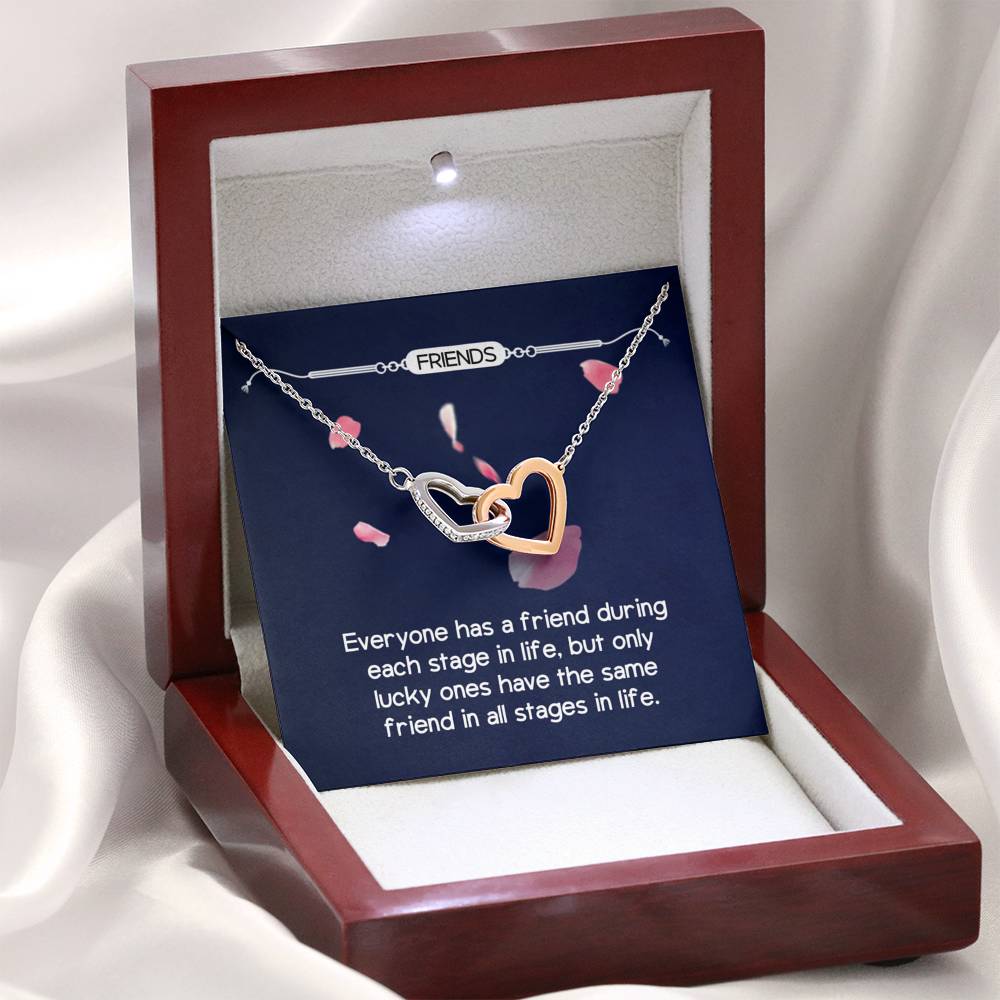 Personalized BFF Bestfriend Necklace  for Her Valentines Birthday Anniversary Gift InterLocking Hearts Necklace for Women with Message  Card