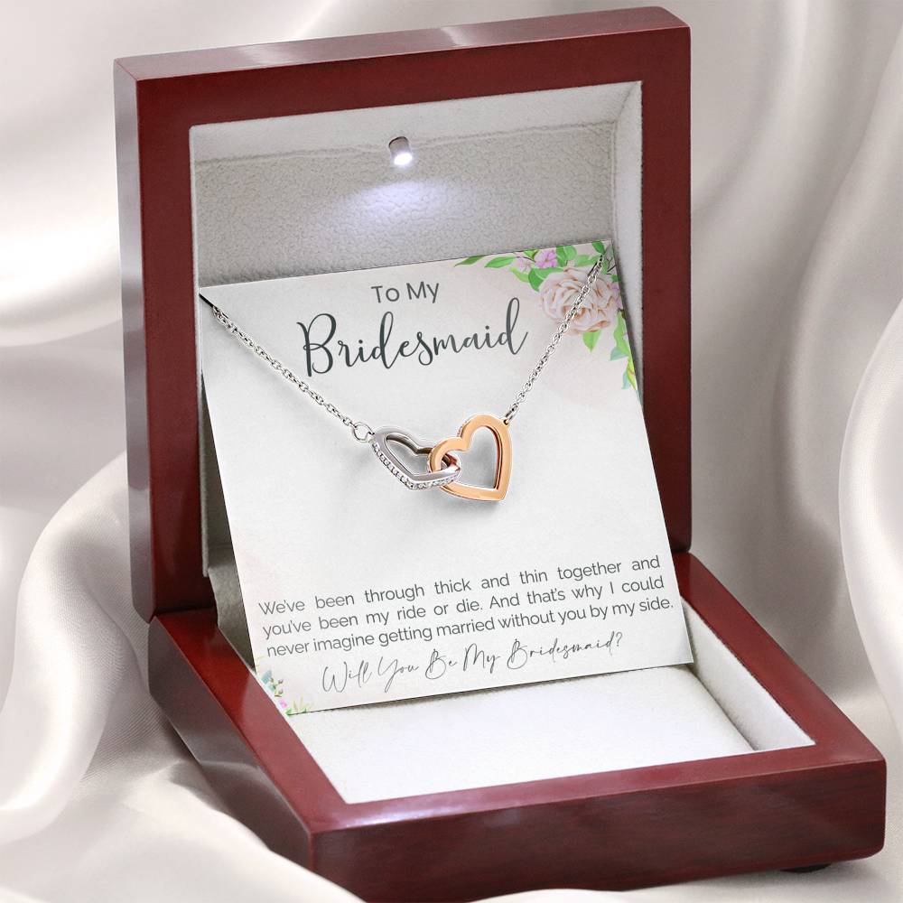Personalized Gift Bridesmaid Necklace for Her wedding Accessory Gift Interlocking Hearts Necklaces for Women with Message  Card