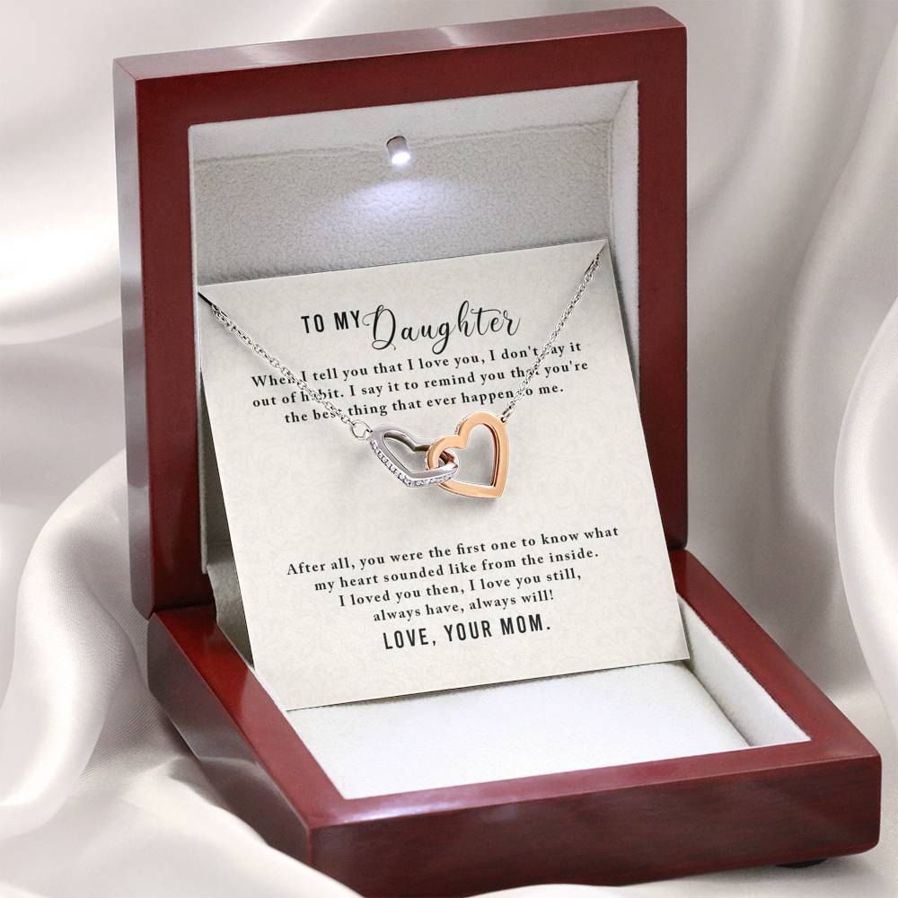 Personalized To my Daughter Necklace  for Her Valentines Birthday Gift Interlocking Hearts Necklace for Women with Message  Card