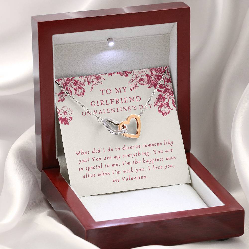 Valentines Day Necklace Gift To My Girlfriend Interlocked Heart Pendent On Her Birthday Wedding Engagement Gift