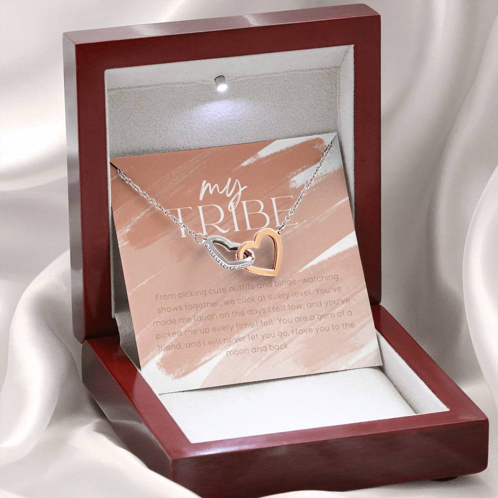 My Tribe, Gift Necklace for BFF, Best Friends Heart Necklace, Personalized Gift for Friend Birthday