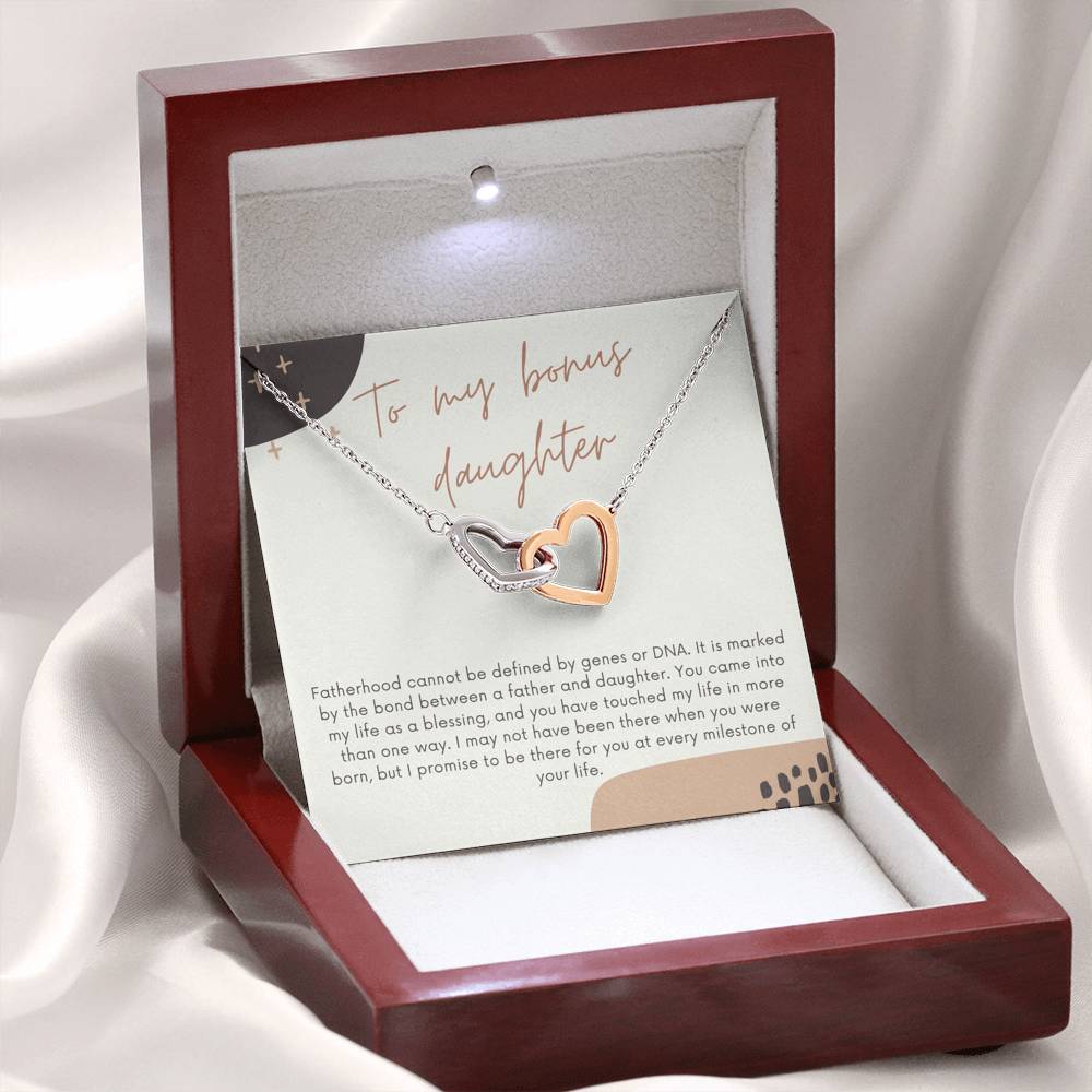 Bonus Daughter Gift Necklace, Gift From Stepdad to Stepdaughter, Birthday Gift, Christmas Gift, Wedding Heart Necklace