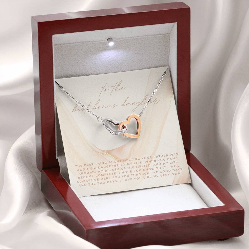Gift for Step Daughter, Bonus Daughter Gift Necklace, Unbiological Daughter Message Card