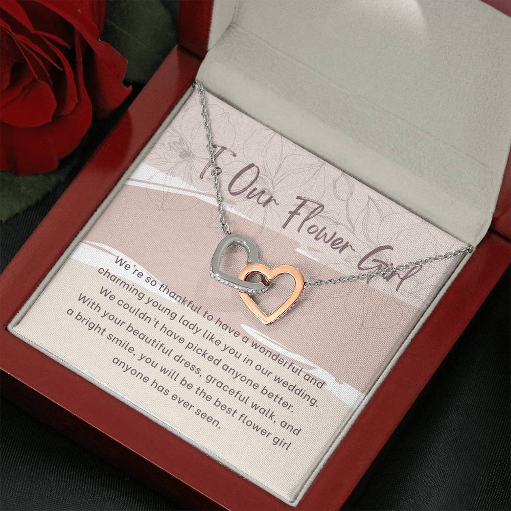 Flower Girl Gift Necklace, Thank You Gift for Flower Girl, Heart Necklace for Flower Girl