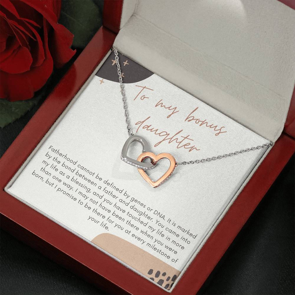 Bonus Daughter Gift Necklace, Gift From Stepdad to Stepdaughter, Birthday Gift, Christmas Gift, Wedding Heart Necklace