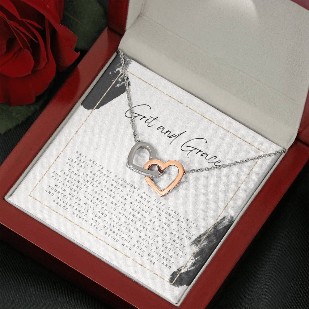 Encouraging Gift for Friend, Never Give Up Gift Necklace for Friend, Grace and Grit Heart Necklace for Friend