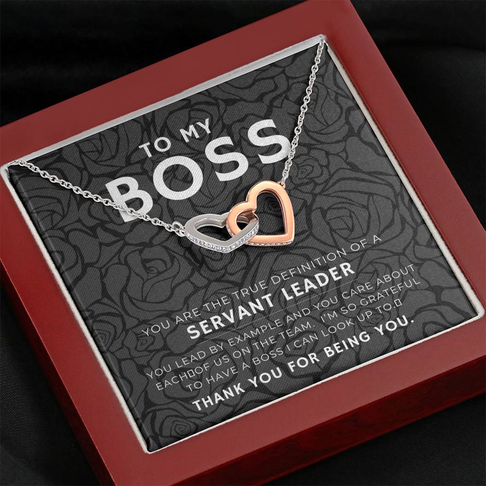 Sterling Two Interlocking Hearts Pendent Gift For Boss