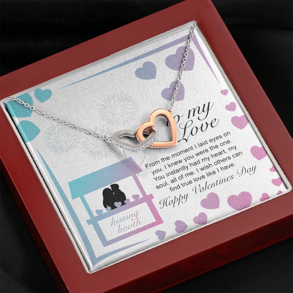 Personalized Wife Girlfriend Necklace  for Her Valentines Birthday Anniversary Gift Interlocking Hearts Necklace for Women with Message  Card