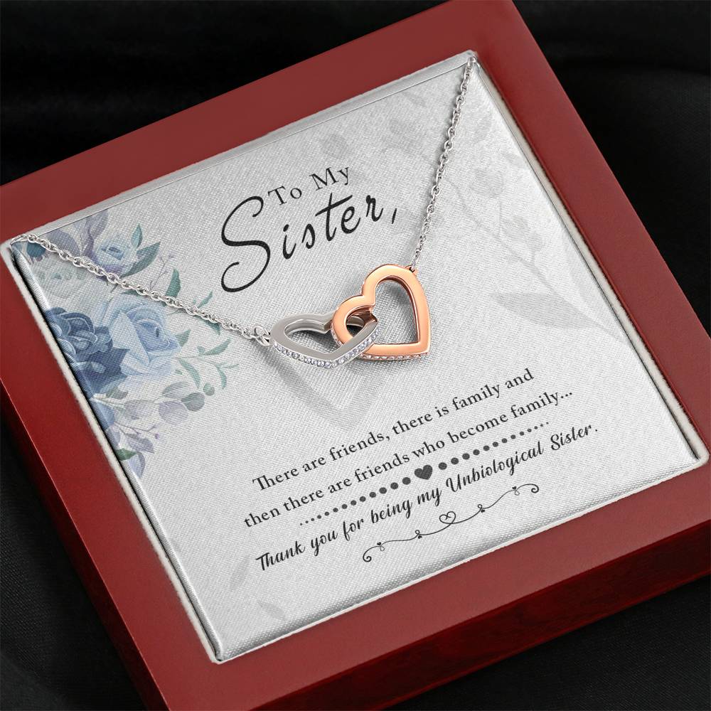 Personalized Custom Sister Necklace  for Her Valentines Birthday Anniversary Gift Interlocking Hearts Necklace for Women with Message  Card