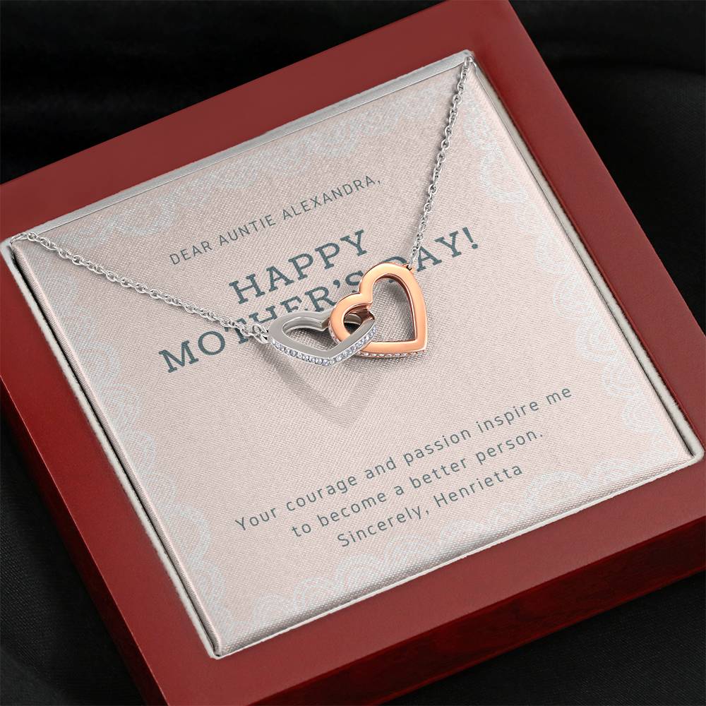 To My Auntie Necklace Gift Thank You For Courage Pendent Gift On Mother's Day For Mother Grandma Step Mom Gift With The Message Card