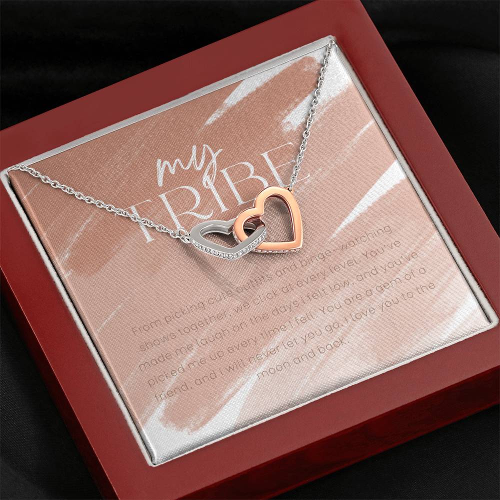 My Tribe, Gift Necklace for BFF, Best Friends Heart Necklace, Personalized Gift for Friend Birthday