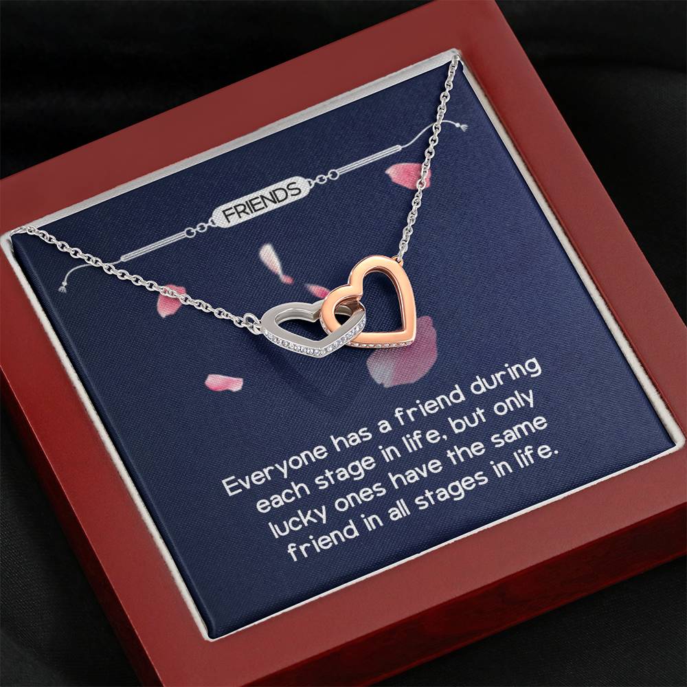 Personalized BFF Bestfriend Necklace  for Her Valentines Birthday Anniversary Gift InterLocking Hearts Necklace for Women with Message  Card