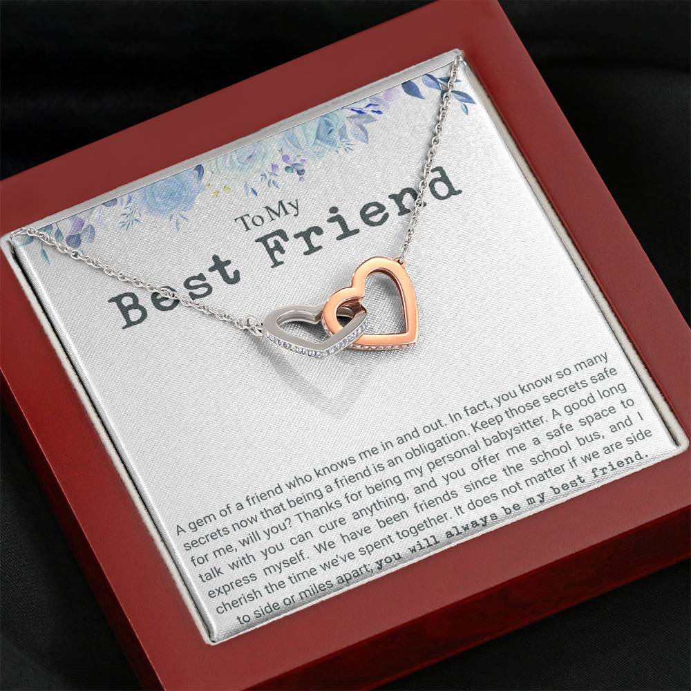 Personalized Bestfriend Necklace for Her Birthday Friendship Gift Interlocking Hearts Heart Necklaces for Women with Message  Card