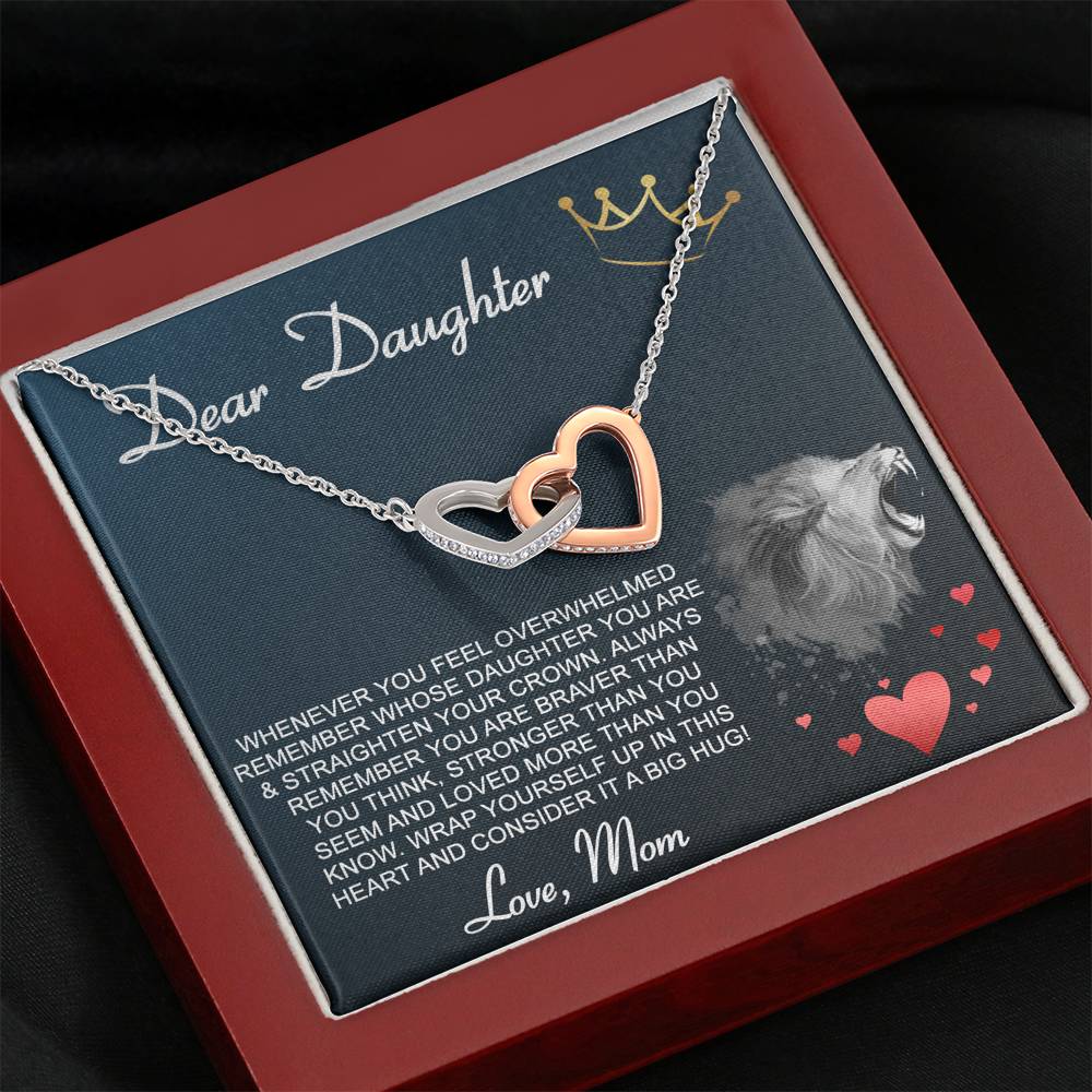 Personalized Gift Daughter Necklace for Mom Valentines Birthday Gift Silver Jewelry Interlocking Hearts Necklace for Women with Message  Card