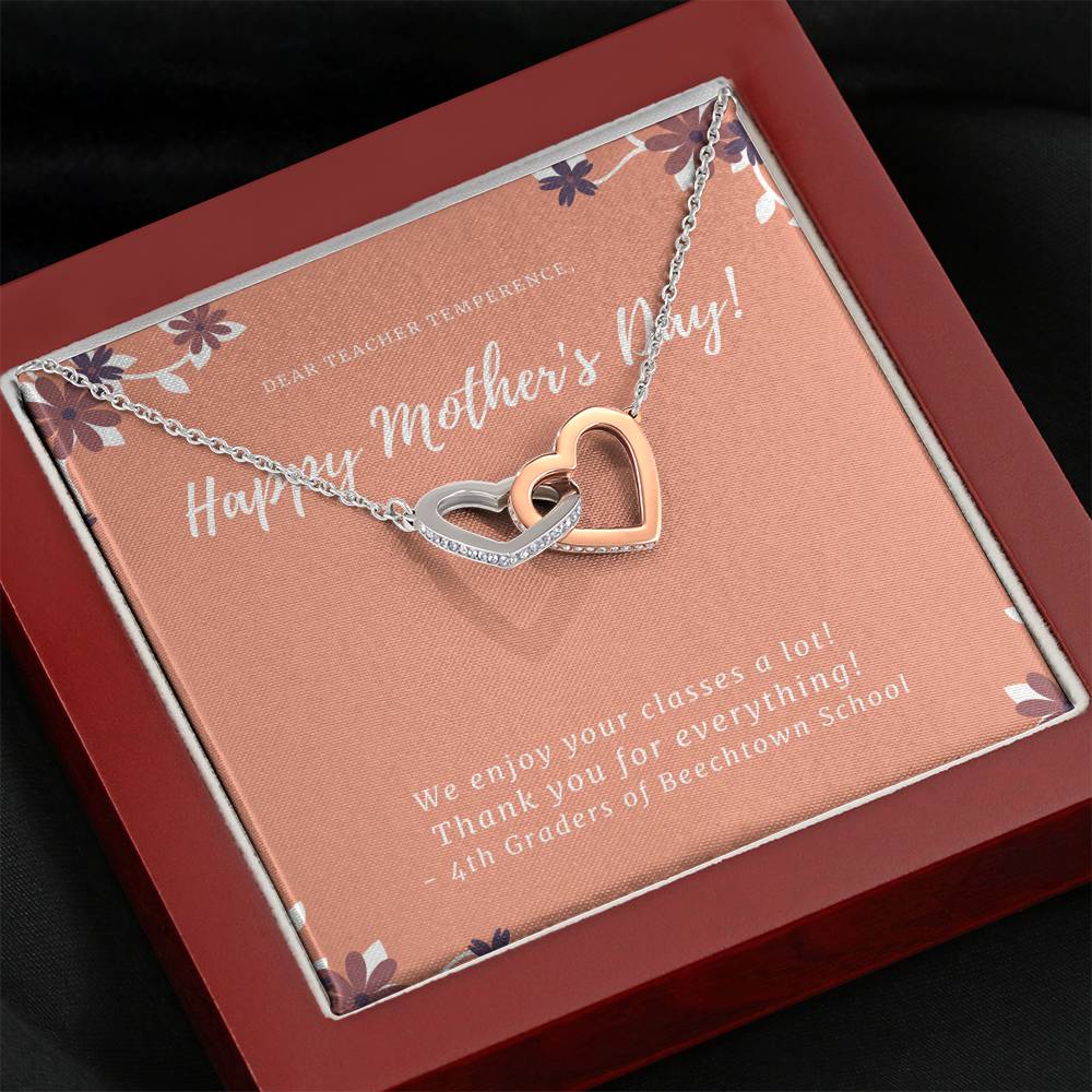 Best Gift for Mom  Necklace Silver Jewelry for Valentines Mother's Day Birthday Gift Interlocking Hearts Necklace for Women with Message  Card